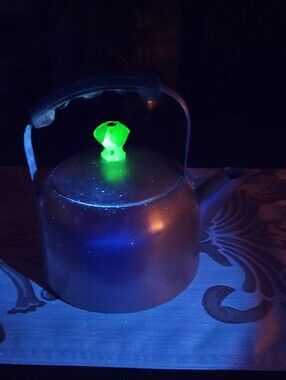 Vintage Wear-Ever No. 3052 Aluminum Teakettle with Glowing Uranium Glass Knob
